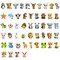 Wrapables Waterproof Vinyl Stickers for Water Bottles, Laptop, Phones, Skateboards, Decals for Teens, 100pcs Adorable Animals